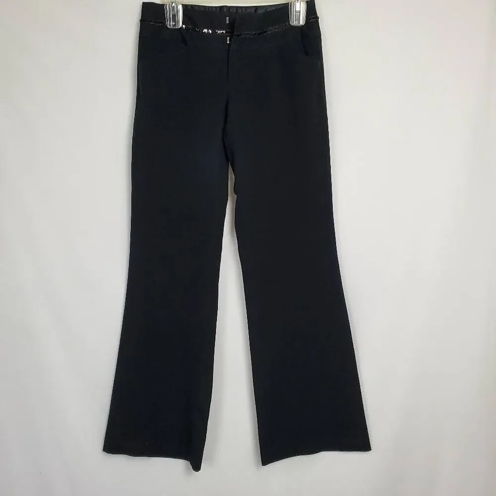 Maurices Size 1/2 Black Stretch Sequin Trim Flare Pants